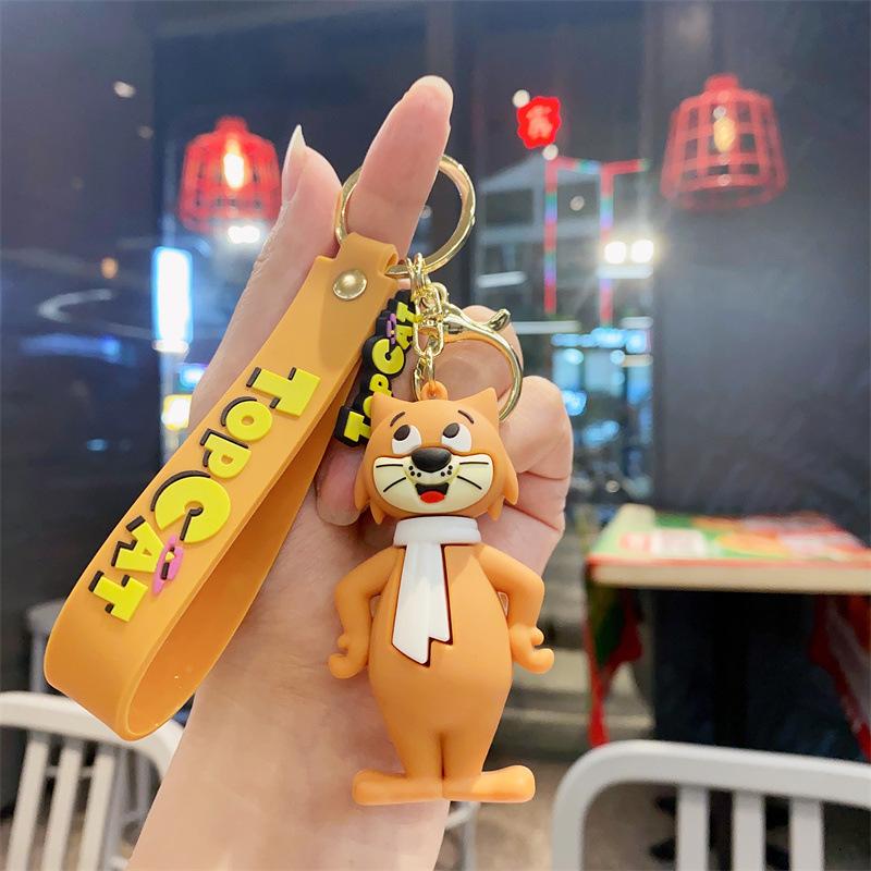 Creative Cartoon Standing Cat Schoolbag Keychain Doll Jewelry Pendant Car Couple Pendant Keychain