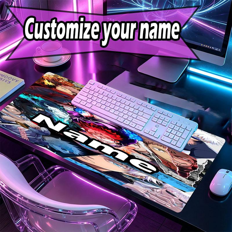 Custom Name Personalized Jujutsu Kaisen Pattern Mousepad, Laptop PC Desk Mat, Decorative Desk Mat for Home Keyboard Pad Gift