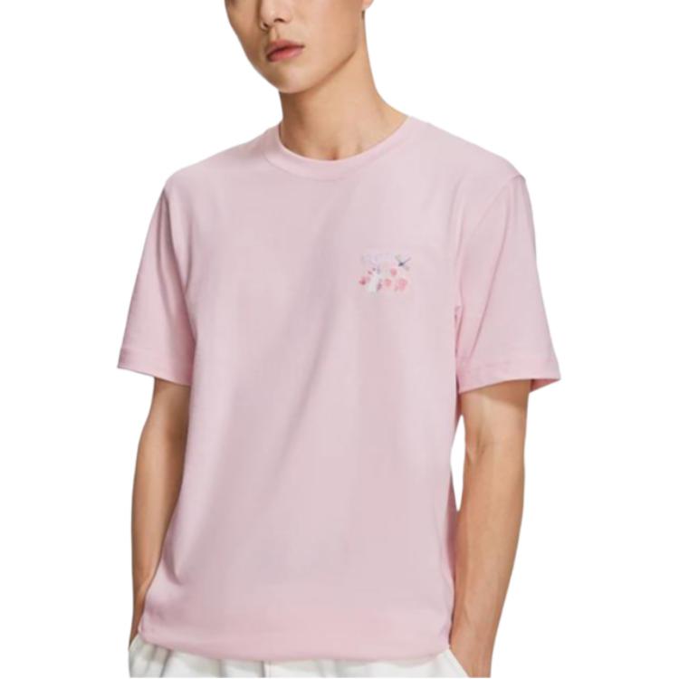 Li-Ning SS22 Cherry Blossom Series Повседневная футболка с коротким рукавом с принтом Cherry Blossom Топы унисекс Розовые AHSS907-2