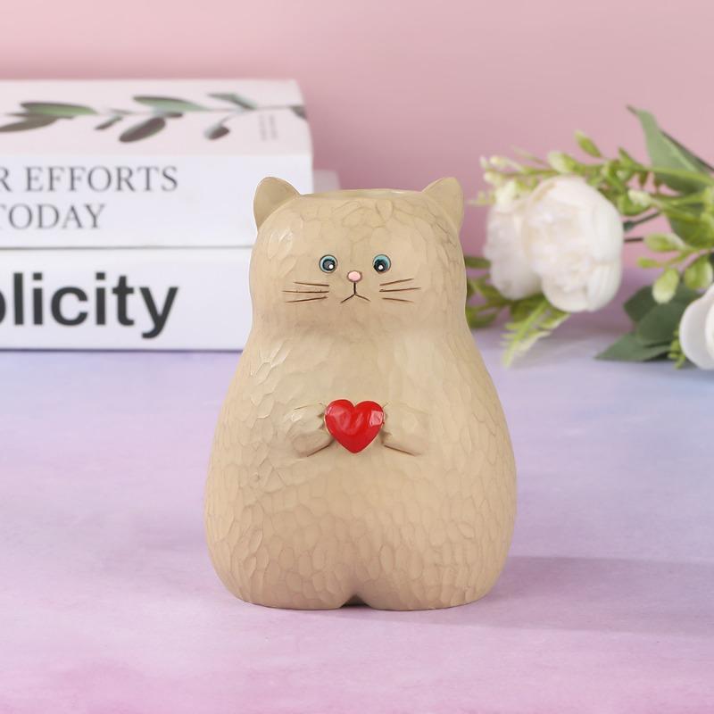 Creative Desktop Planter Cute Cat Shape Vase Ornament Resin Vase Decoration Hydroponic Plant Container Home Decor Accessories