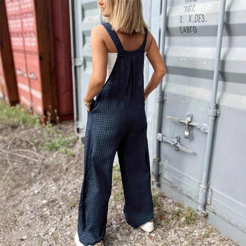 Стильный клетчатый принт комбинезон на бретельках летний винтажный свободный комбинезон с высокой талией