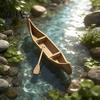 Miniature Canoe Ornament 3D Printed Ornament, Compact Mini Boat Model with Paddle Accessories, Outdoor Scenery Accessory Fine Wood Grain Texture