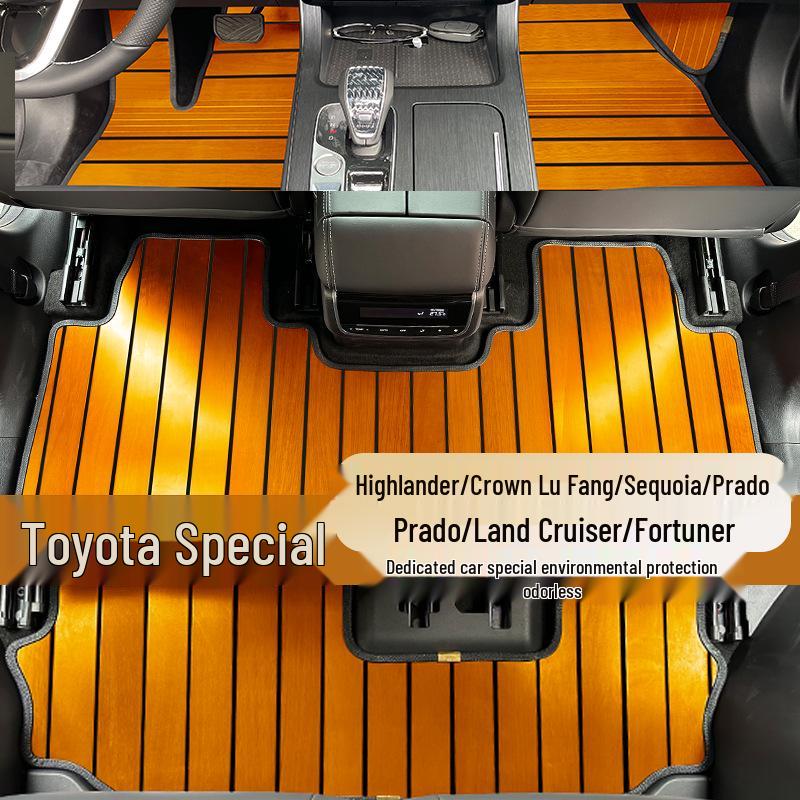 Подходит для Toyota Prado, Highlander, Tundra, Sequoia, Crossroad: Коврики для пола автомобиля из массива дерева.