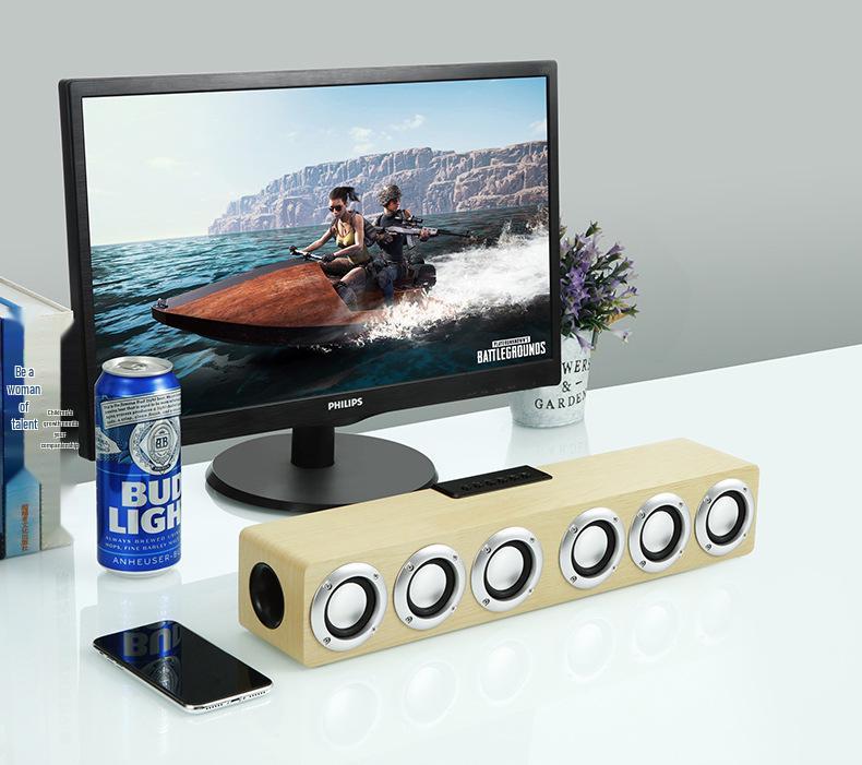 Деревянная беспроводная Bluetooth-колонка M1 для настольного компьютера с 6 динамиками и поддержкой U-диска