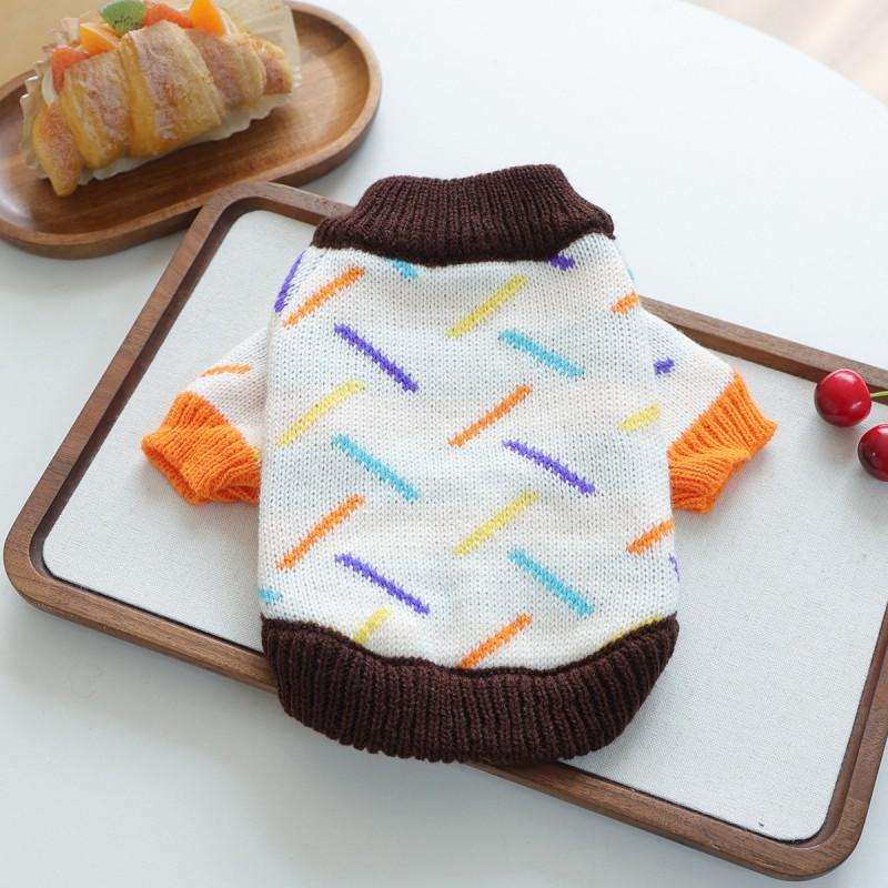 Colorful Frosting Knit Pet Sweater With Ribbed Warm Soft Dog Cat Pullover Winter