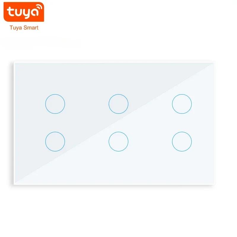 Melery WIFI Tuya Smart 4/5/6 Gang Light Switch Сенсорная стеклянная панель Беспроводной настенный выключатель Alexa Google Home Voice Remote Control