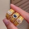 Vintage Crystal Split Ring Unique Women's Jewelry Elegant Adjustable Finger Rings  Ladies