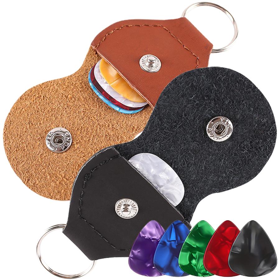 2 Colors Available Foldable Guitar Pick Storage Bag with 3pcs SLL Picks Portable Pick Storage Bag String Instrument Accessories