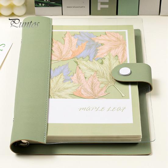 A5 B5 Binder Notebook 120 Pages Artificial Leather Cover Lined Loose-leaf Notebook Metal Snap Personal Journal