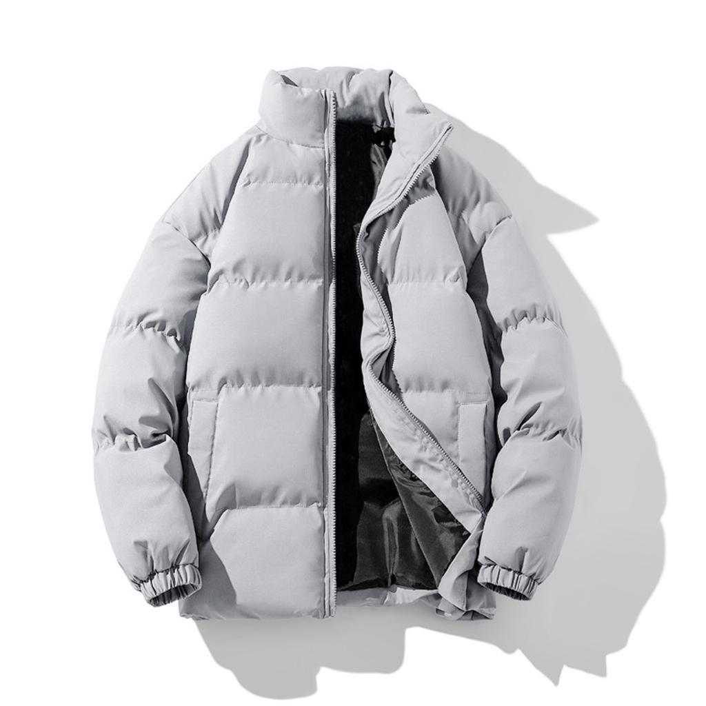 Winter  Solid Color Stand Collar Loose Thickened Cotton Jacket Casual Cotton Coat