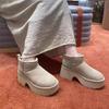 Ботинки с хлопковой подкладкой, утолщенные зимние ботинки для женщин, толстая подошва из коровьей замши, утолщенные, повседневные, удобные, модные, теплые, хлопковые туфли со стременами