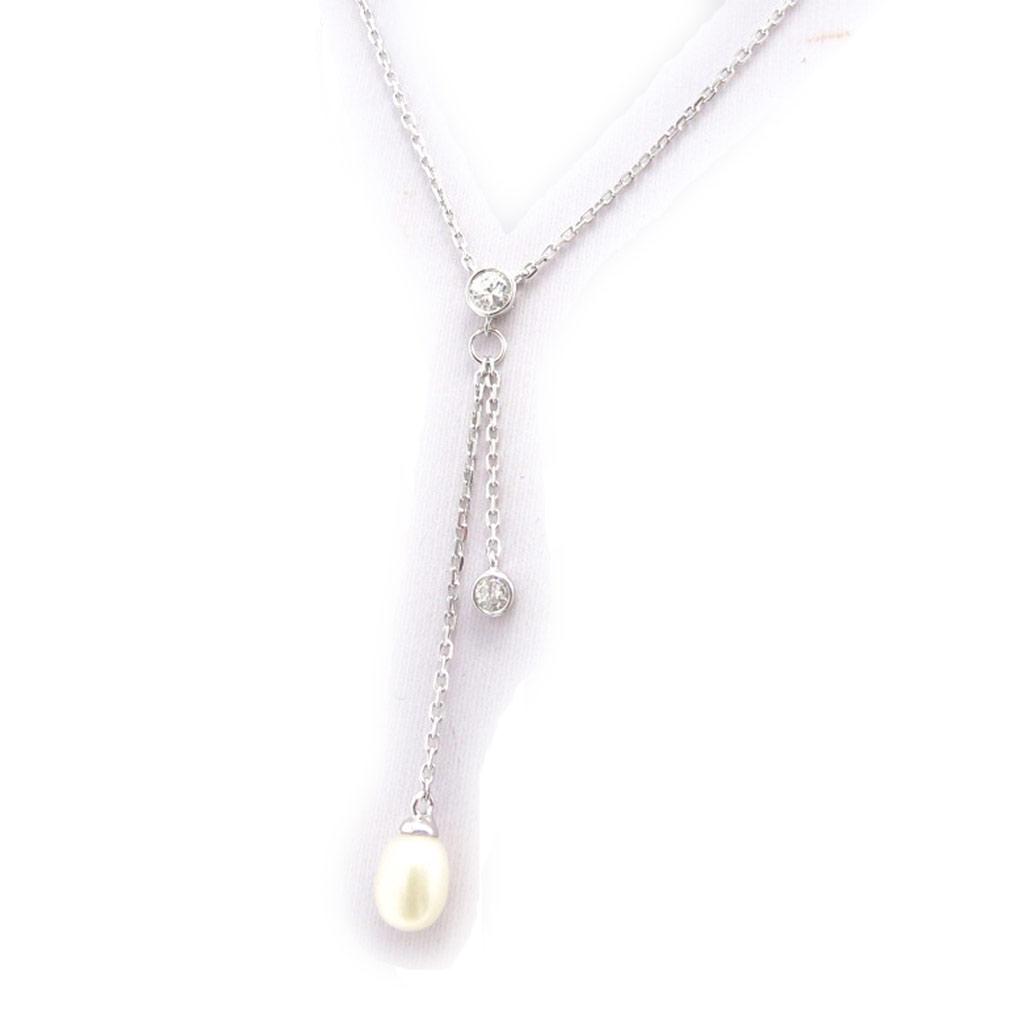 Les Trésors De Lily [J9559] - White 'Sissi' Silver Necklace