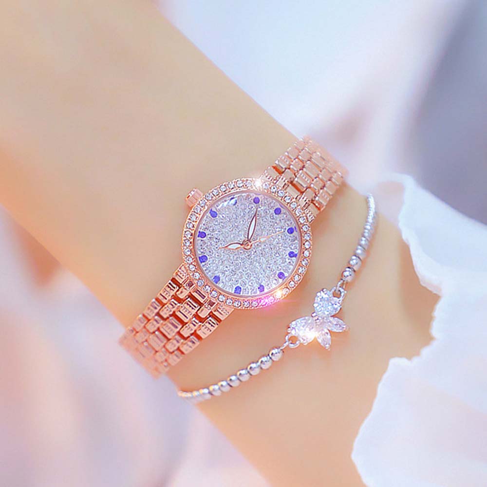 BS Women Watch Famous Luxury Brands Diamond Ladies Wrist Watches Female Small Wristwatch Silver Gold Watch Women Montre Femme