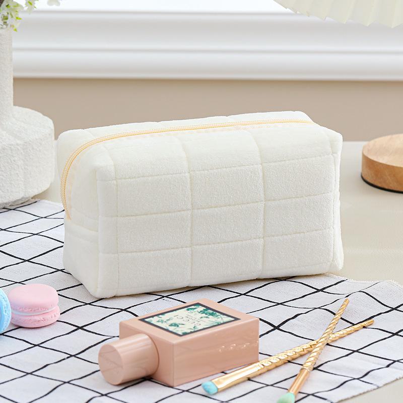 Фланелевый пенал и косметичка в японском стиле в клетку - большая вместимость, простой дизайн