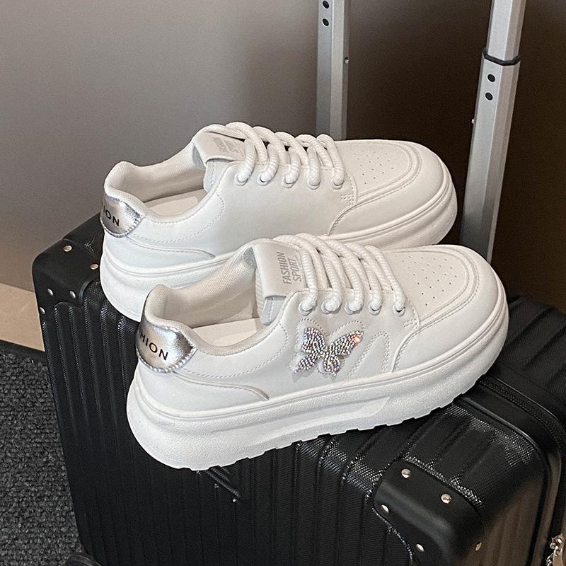 Trend Butterfly Versatile Fashion Little White Shoes Women's Summer Skirt 2024 Spring and Autumn Popular Platform Casual Board Shoes