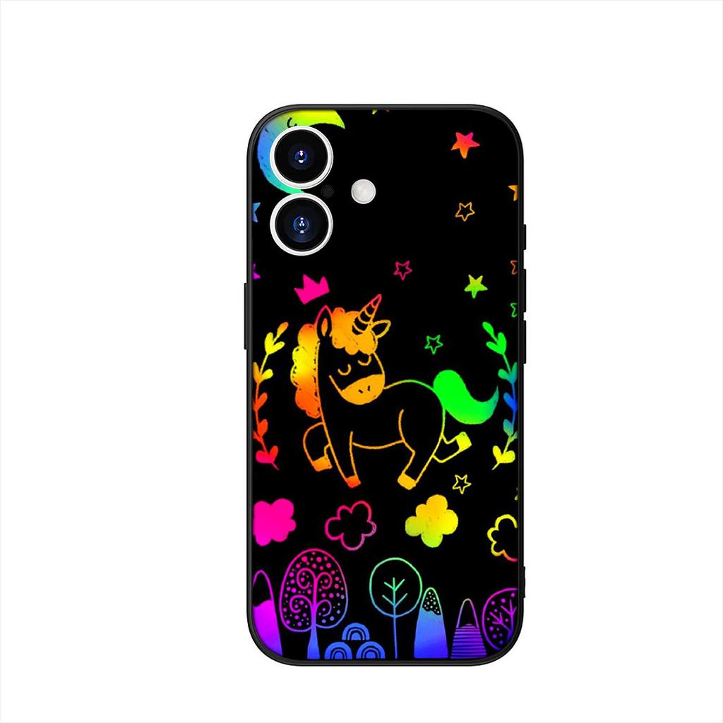 Cute Pink Unicorns Rainbow Cover Phone Case for Apple iPhone 17 16 15 11 Pro XS Max XR 6 7 8 Plus + SE 2020 5 16E