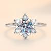 D Color 1ct Moissanite Diamond Ring Women's Sterling Silver S925 Six-claw Snowflake Ring Engagement Diamond Ring Wedding Ring Gift for Girlfriend