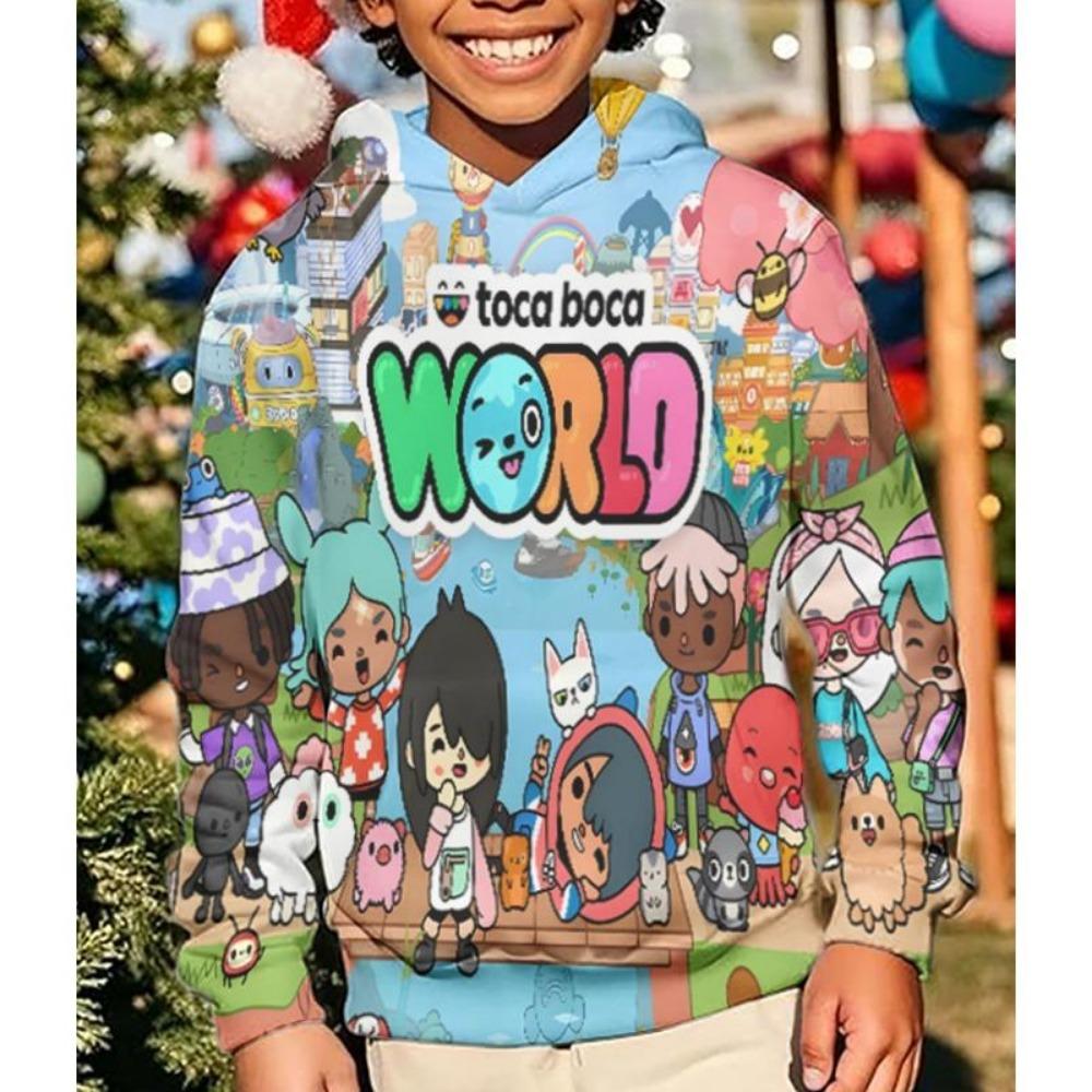 Toca Life World Hoody Kawaii 3D Printed High Quality Kids Cartoon Print Hoodie Moletom for Autumn/Winter Childrens Clothing