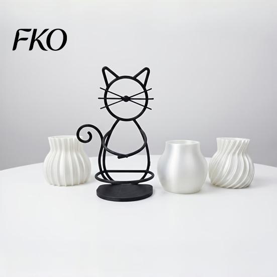 Textured Flower Pots Cat Pot Holder, Multifunctional Desktop Vase Pen Organizer for Compact Cup Small Plants, Minimalist Stand with Pots,