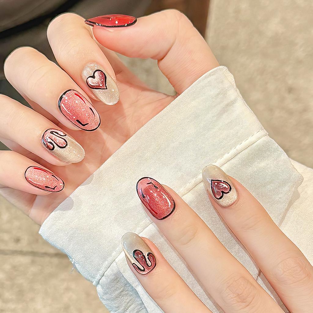 10Pcs Anime Style Simple Handmade False Nails For Cosplay And Daily Use