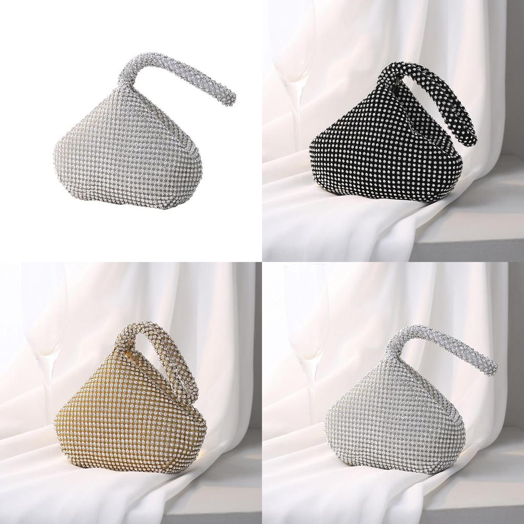 Handmade Polyester Shell Shape Party Purse With Diamond Accents For Night Out