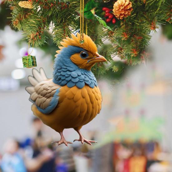 Рождественская елка, украшение в форме курицы, реалистичный внешний вид, мультяшный подвесной кулон, кольцо для ключей от автомобиля, украшение, подарок