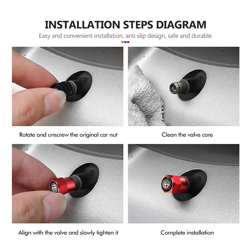 For Alfa Romeo 4Pcs Car Tire Valve Value Protection Caps Badge Accessories For Alfa Romeo 159 Giulietta 156 147 Giulia Mito GT S