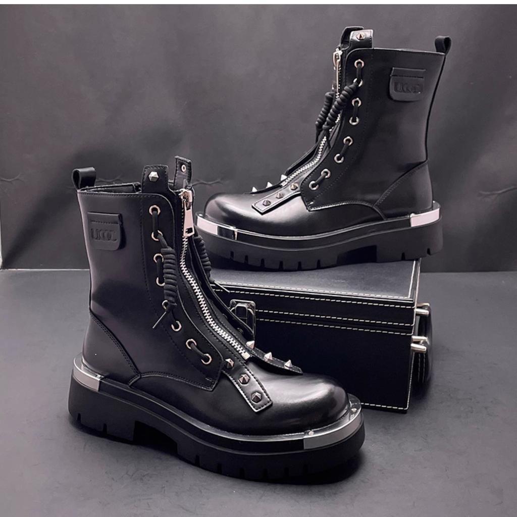 Мода Высокое качество Кожа мужские туфли на платформе лоферы модные панк Кроссовки Повседневная обувь высокие кеды Zapatos Hombre A7