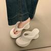 Flip-flop Slope Heel Toe Sandals Women 2025 Summer New Open-toed Muffin Thick-bottomed Non-slip Casual Beach Slippers