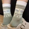 5 Pairs Breathable Mid Tube Socks Retro Knit Cartoon Animal Socks New Women Stockings  Women