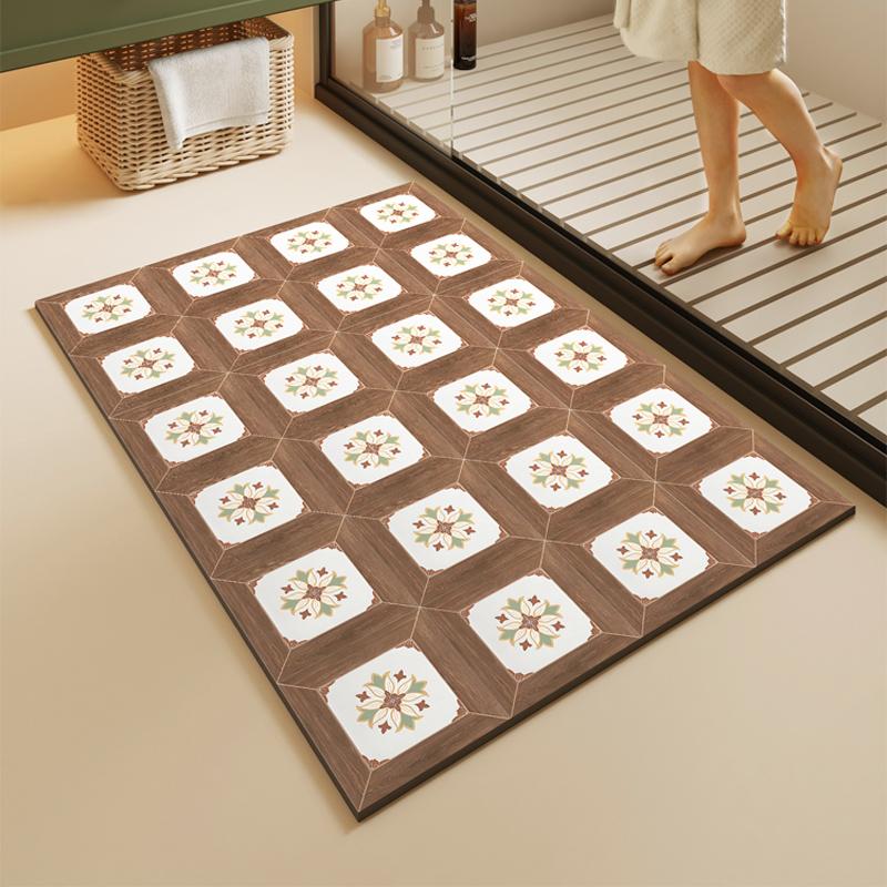 Diotomite Bathroom Bath Mat Super Absorbent Foot Mats Non-Slip Quick Dry Shower Carpet Toilet Rug Doormat Washable