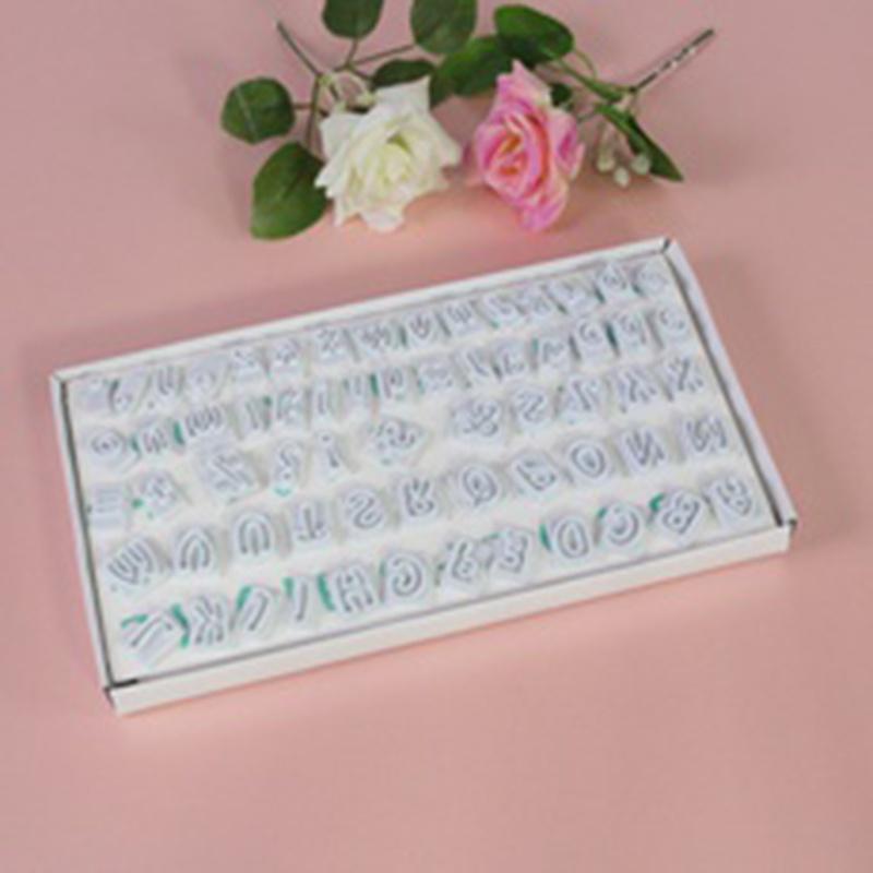 64Pcs/Set Fondant Cutter Cake Tool Plastic Mold 64 Characters Alphabet Letters Set Cookie Cutters