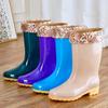 Women's Thickened Non-Slip Rain Boots, Warm Rubber & Cotton Water Shoes, Labor Protection Footwear.