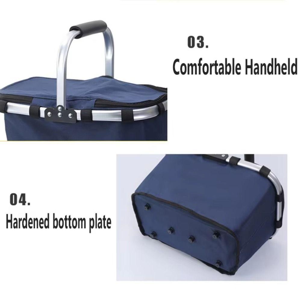 Folding Insulated Bag Portable Shopping Basket New Insulated Basket  Outdoor