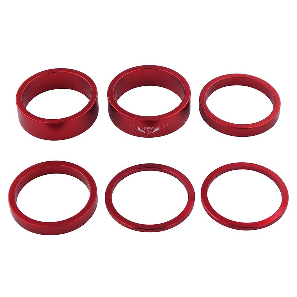 6Pcs Bike Fork Washer Set 2/5/10mm Bicycle Headset Spacer Bike Headset Stem Spacers Aluminum Alloy for 28.6mm Front Fork Bike