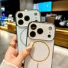 Магнитный чехол с матовым покрытием и линзой из кристалла для For Iphone 17 Air 16 1 14 13 12 11 Pro Max Plus Для чехла с беспроводной зарядкой