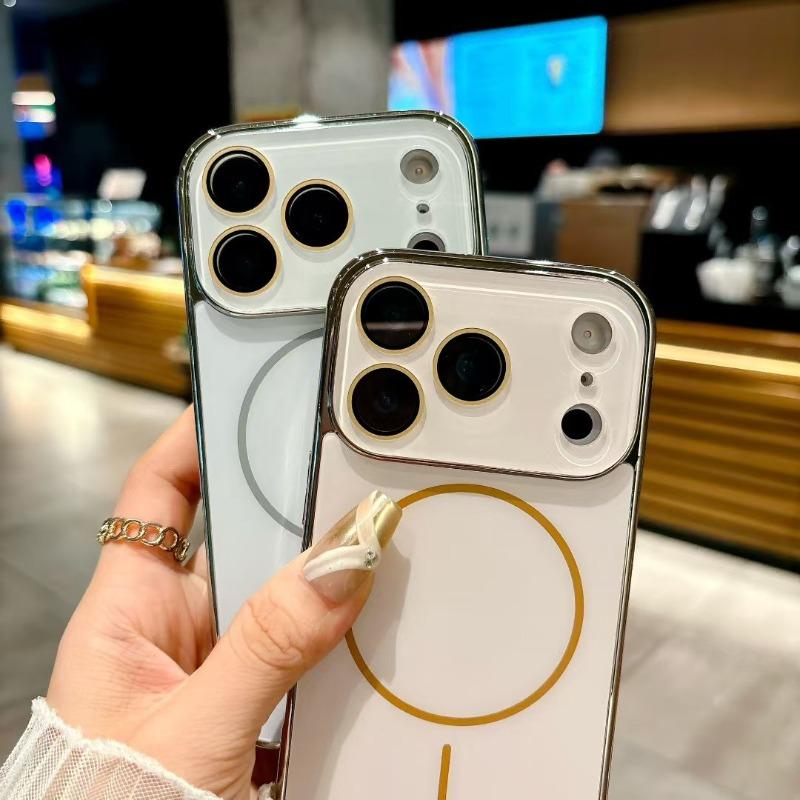 Магнитный чехол с матовым покрытием и линзой из кристалла для For Iphone 17 Air 16 1 14 13 12 11 Pro Max Plus Для чехла с беспроводной зарядкой