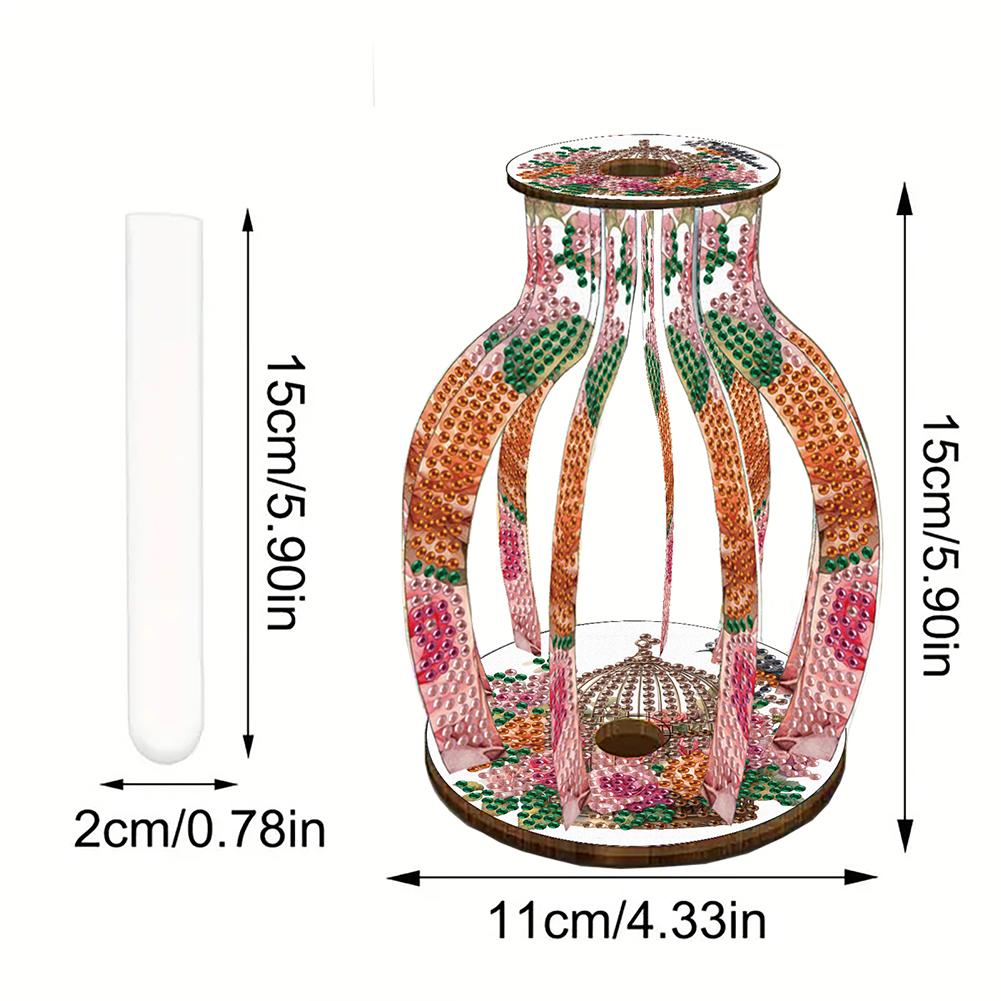 Diamond Art Kits Decorative Vase Wooden 3D Crystal Mosaic Craft Tabletop Decoration Diamond Painting Kit for Adults