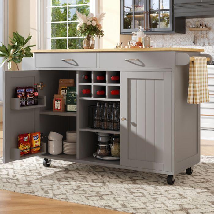 Îlot de cuisine - MUVOE - Table multifonctionnelle - 102x45x92 cm - Rangement flexible