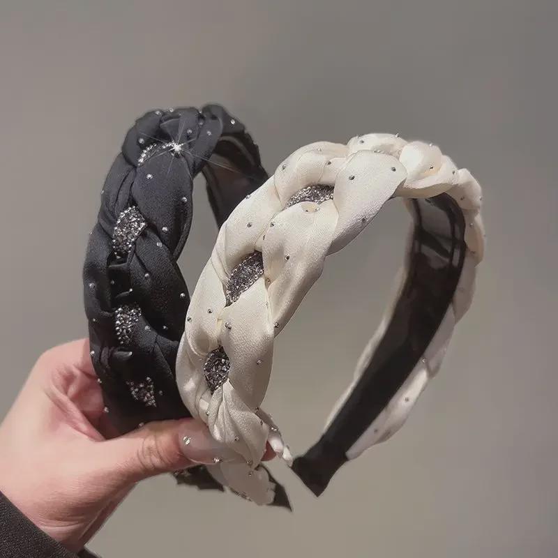 Женская повязка на голову с широкими полями и бриллиантами 2023 года: Элегантный аксессуар для умывания лица со стразами