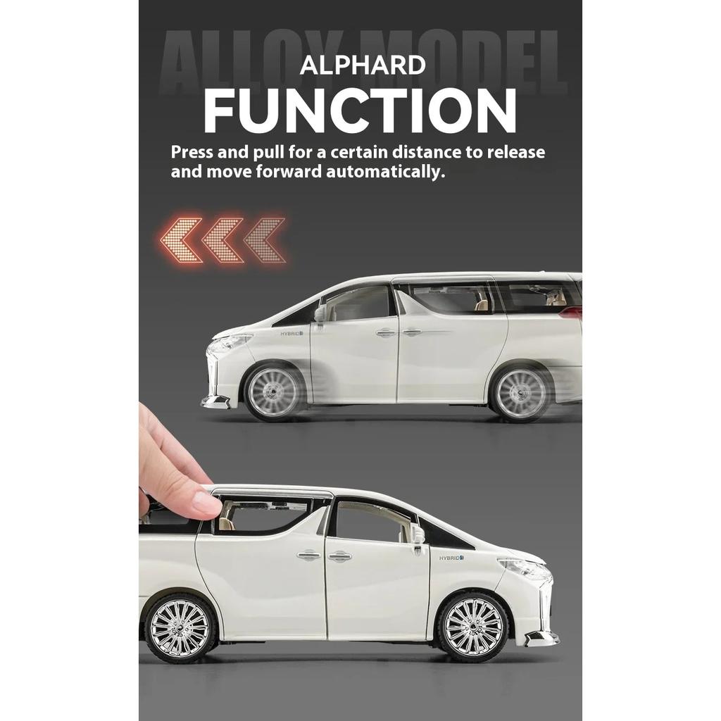 1/24 TOYOTA Alphard Luxury MPV литая модель автомобиля из сплава металла со звуком и светом коллекционирование хобби высокая имитационная модель подарок для мальчика