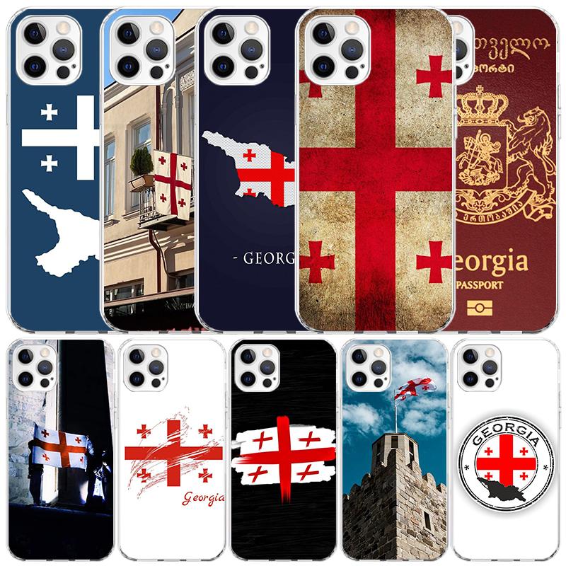 Georgia Flag Phone Case For IPhone 16 17 Air 16E 15 14 Plus 13 Mini 12 11 Pro Max 7 8 + SE 2020 Soft TPU Back Cover 16 17 Air 16
