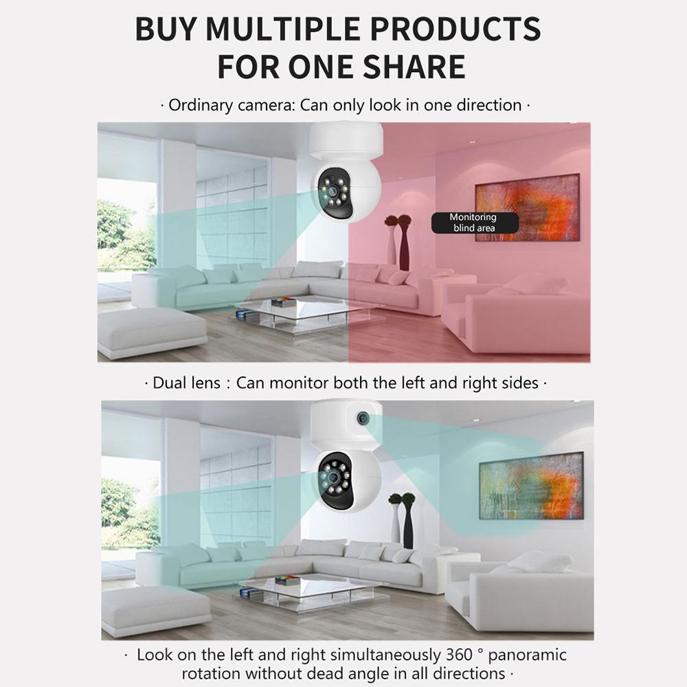 Беспроводная камера безопасности 1080P HD, Wi-Fi-камера, 3-мегапиксельная камера с панорамированием/наклоном и ИК-ночной отслеживанием движения на 360 градусов