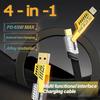 4 In 1 65W Fast Charging Usb Cable Type C Usb Micro For Iphone Samsung Huawei Xiaomi Multi Port Multiple Charging Wire
