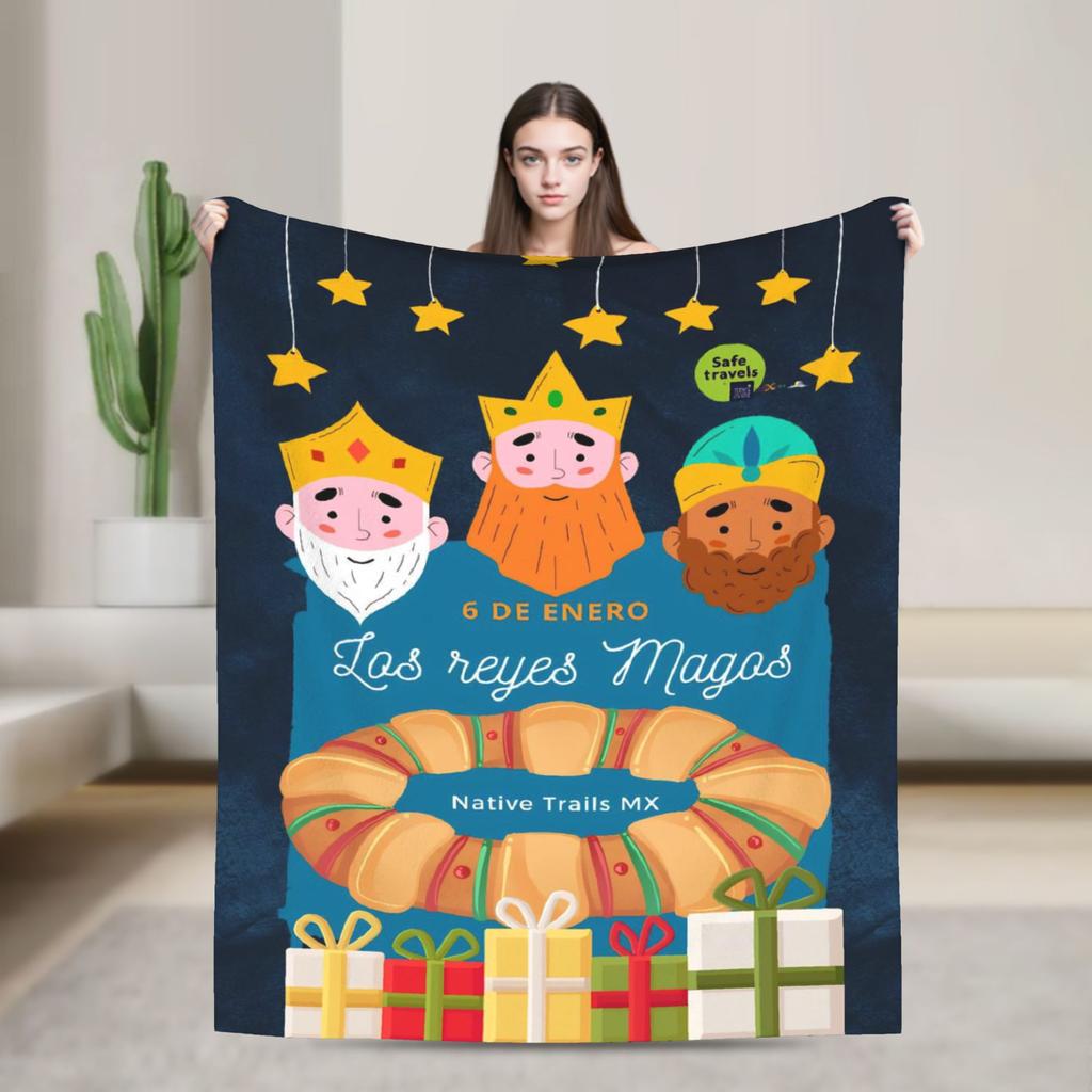 Día de los Reyes Magos Throw Blanket for Couch Fuzzy Soft Plush Blanket 50x60 Inches Multi-size Bedspread for All Seasons