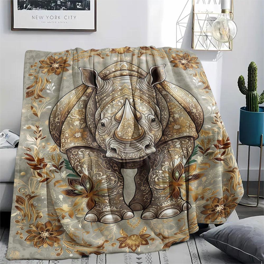 1Pc Mandala Animal Print Flannel Blanket, High quality Comfortable for All Seasons, Home Decor, Warmth and Comfort, Perfect for Christmas Gifts