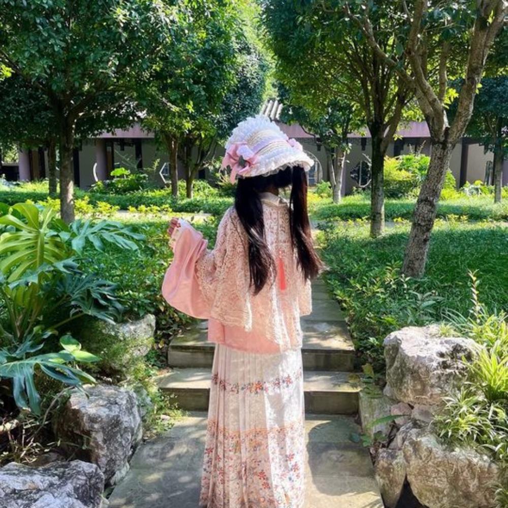 Лолита боннет с плоским верхом, пасторальный стиль, бант, лента, цветочная шляпка, мягкая лолита, соломенная шляпа, пляжный отдых