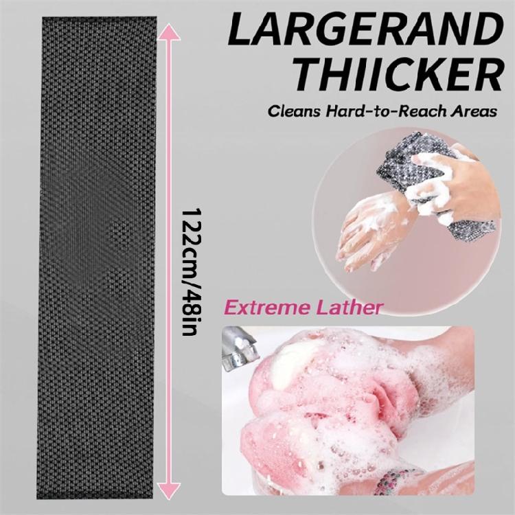 Double Texture Body Exfoliatings Towel With Extended Length For Hard To Reach Area And Clogged Pore Prevention