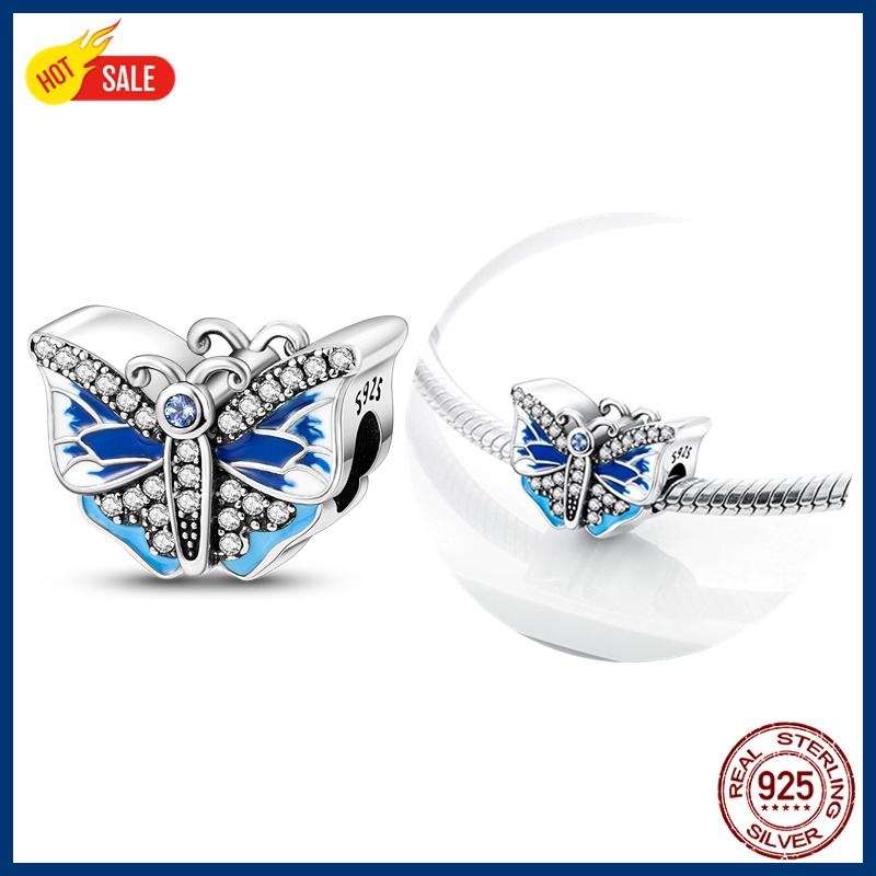 100% S925 Sterling Silver Firefly Charms Evil Eye Hot Air Balloon Blue Charms Fit Original Bracelet DIY Jewelry Making