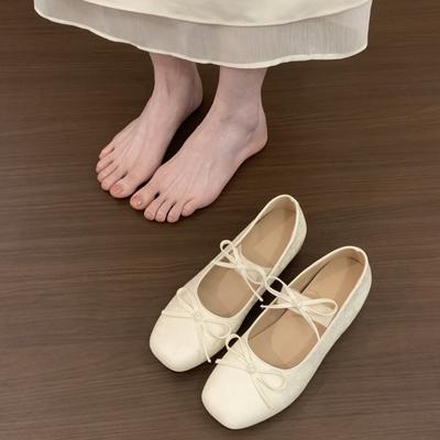 Французские маленькие балетки на скрытой платформе, женские ретро туфли Мэри Джейн с бантом на одном ремешке, маленькие кожаные туфли